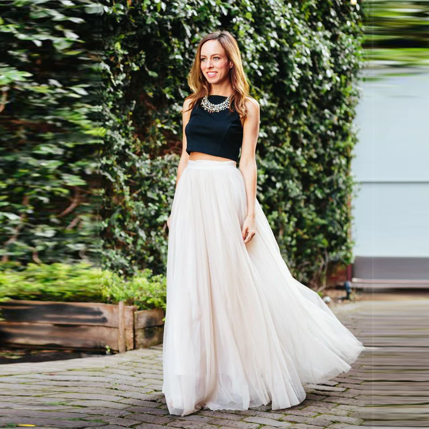 Simple Elegant Maxi Skirt Long Skirt Multi Layered Custom Made Skirts