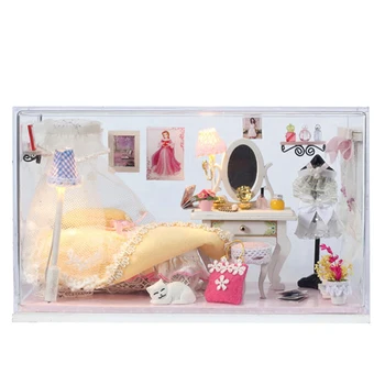 

Perfectly Blooming DIY Puppet House Girl's Flash Bedroom Set up LED Light Toy Assembly Building Model Craft Toy Gift