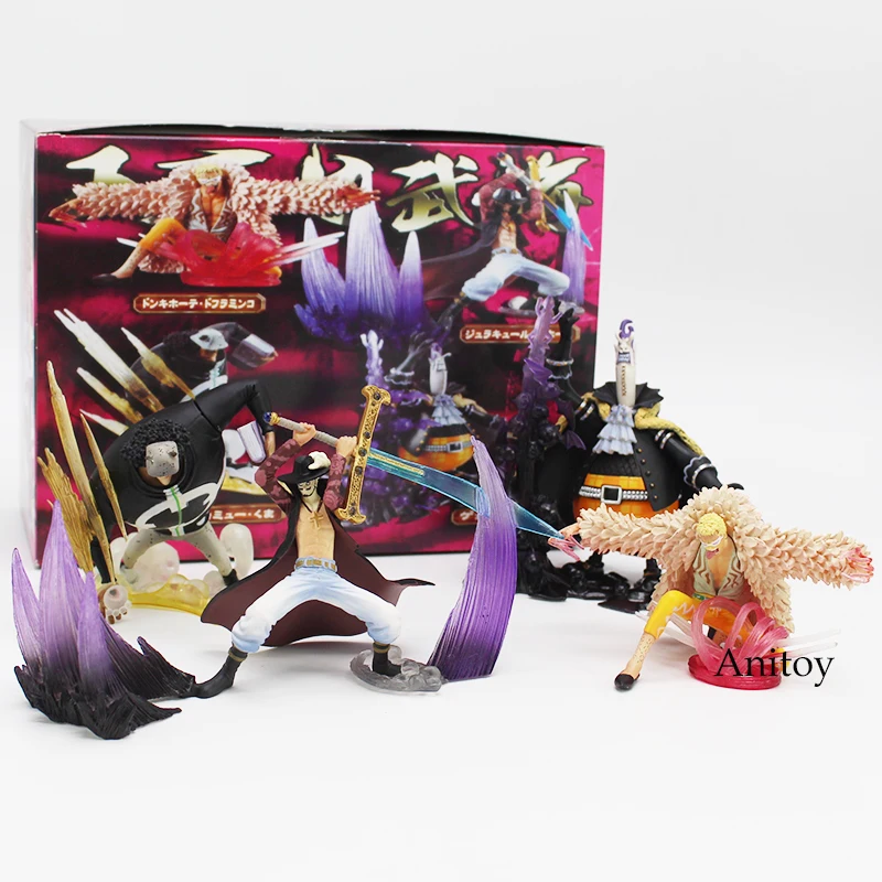 

Anime One Piece Bartholemew Kuma Gekko Moria Donquixote Doflamingo Dracule Mihawk Collectible Model PVC Figures Toys 4pcs/set