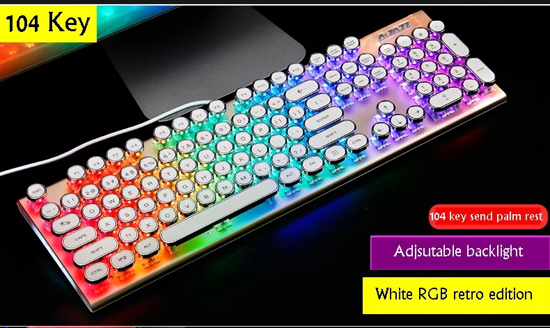 Ajazz AK40 Ретро стимпанк машинка USB Проводная эргономичная монохромная/RGB подсветка Механическая игровая клавиатура N-key rolllover