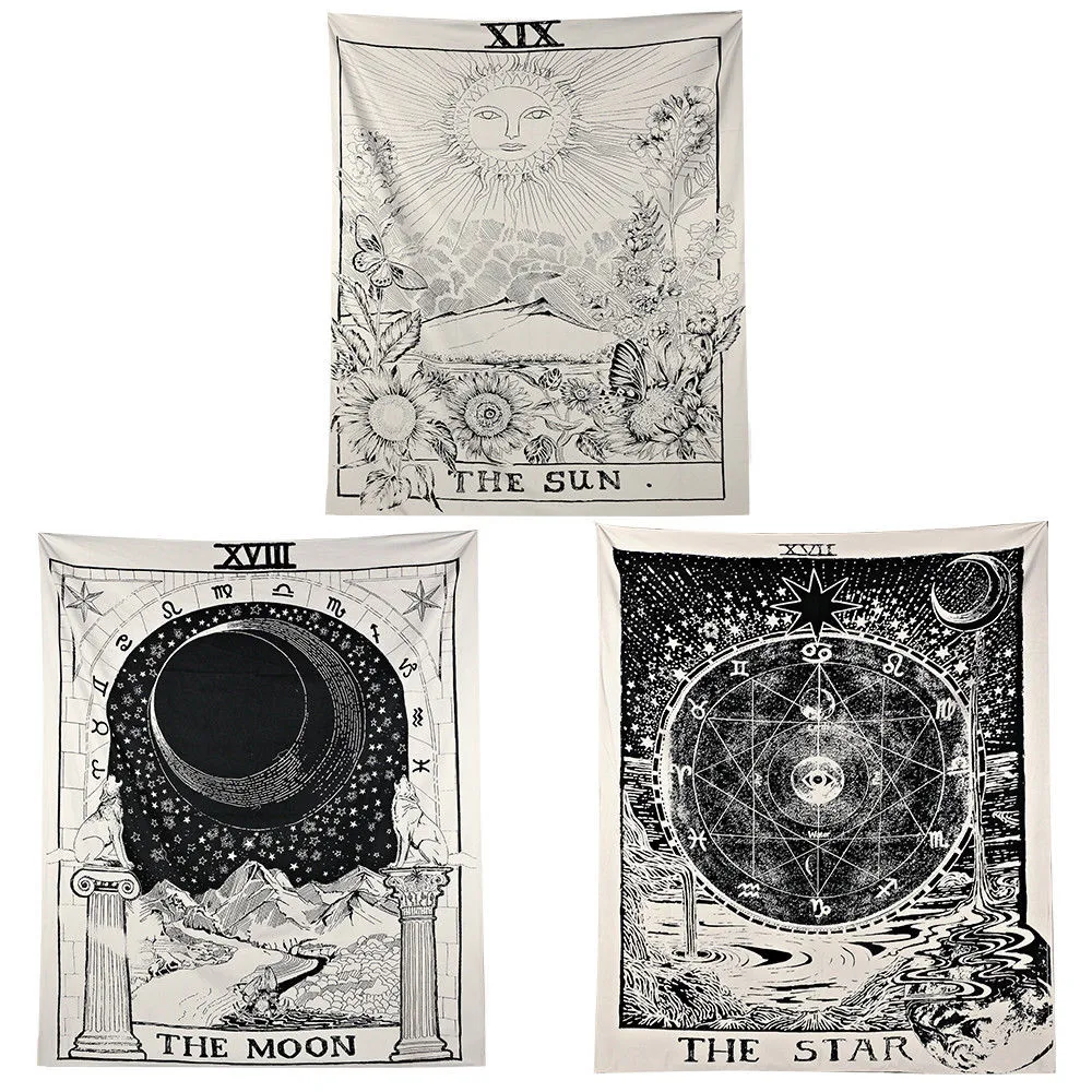

Tarot Moon Star Sun Night Sky Tapestry Wall Hanging Forest Starry Night Tapestries for Living Room Bedroom Home Decoration