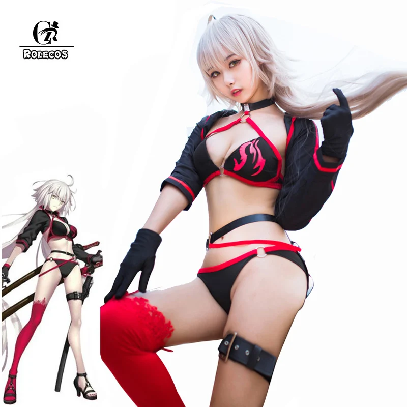 

ROLECOS Fate Grand Order Cosplay Costume Jeanne d'Arc Swimsuit Joan of Arc Cosplay Costume FGO Women Swimwear Bikini Halloween