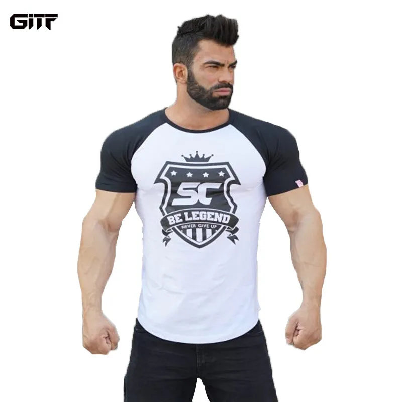 

GITF Gym Sport Short Sleeve T Shirt Men T-Shirt Male Tee training running Bodybuilding t shirt men Fitness Shirt
