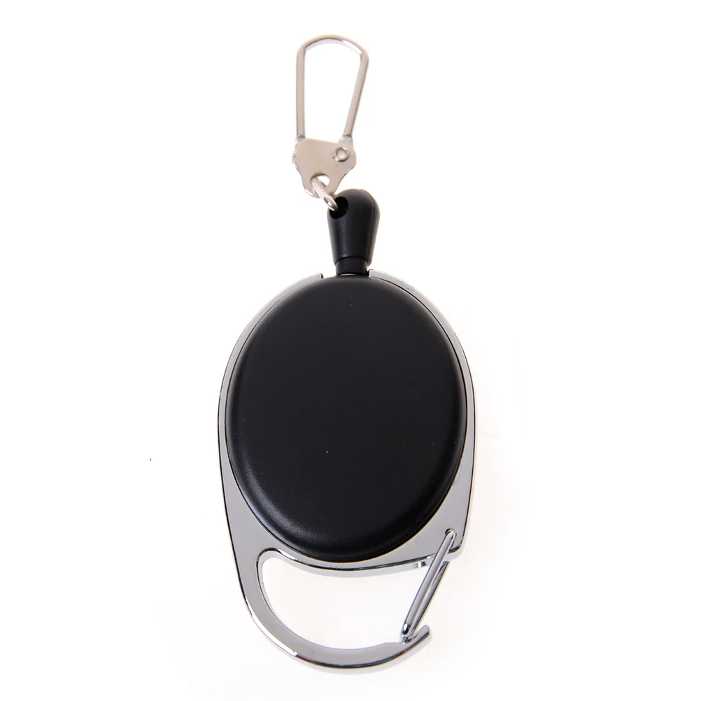 

Leather+Zinc alloy Retractable Keychain Carabiner Reel Clip On ID Card Holders Retractable cord 24 inch cord extension