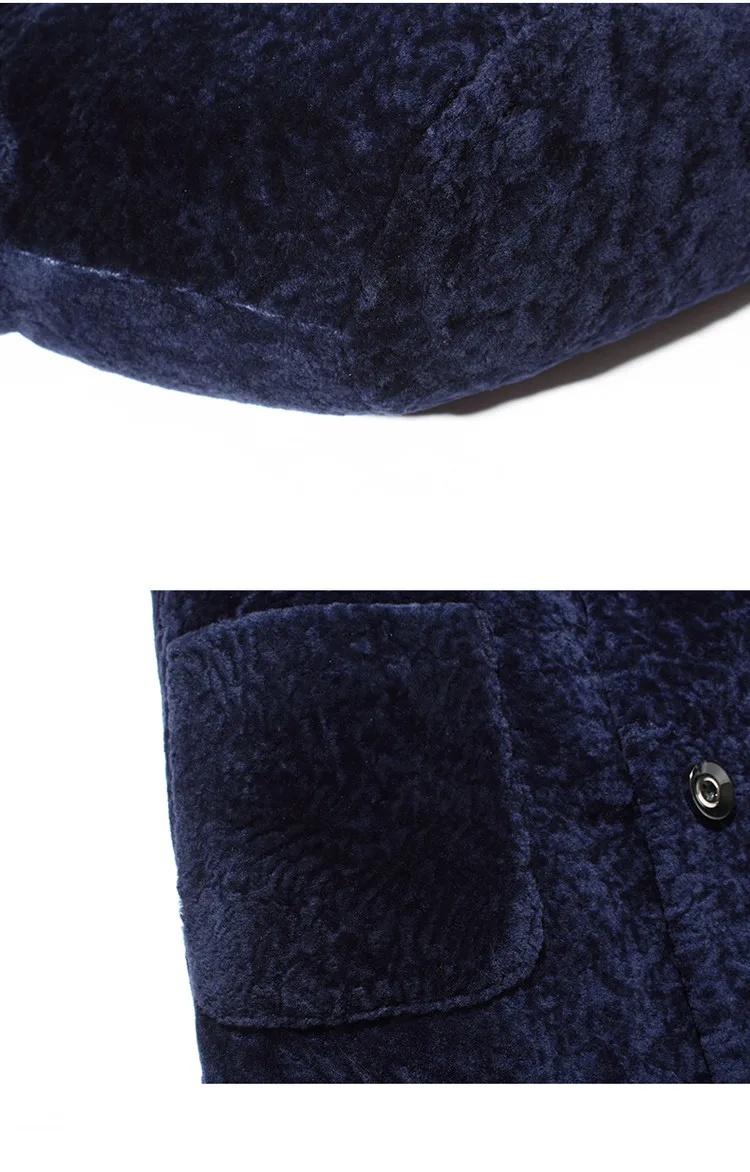Top Luxury male wool long coat man fashion shearling jacket 7