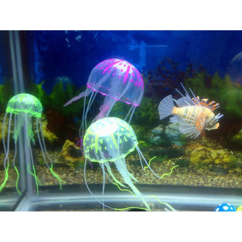 

New Aquarium Ornaments Large Artificial Jellyfish Fish Tank Decoration 4 Colors Silicone Jellyfish Aquarium Accessories