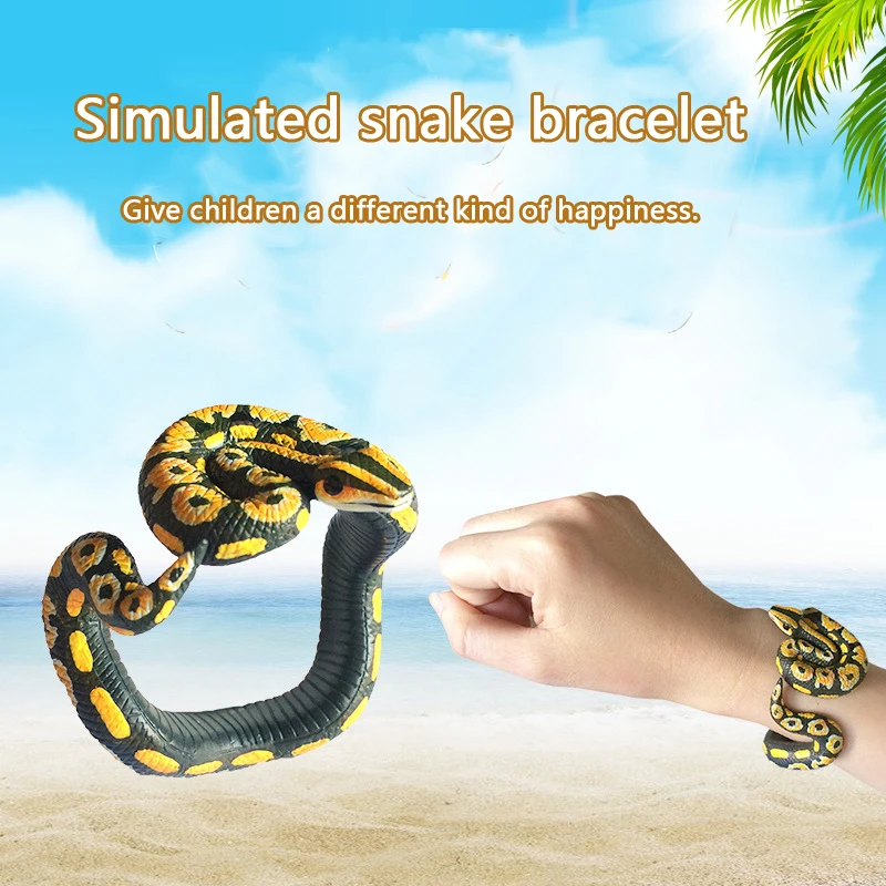 

Python Bracelet DIY Simulation resin animal Hand painted green PVC elastic boys and girls accessories Cool Novelty funny toy