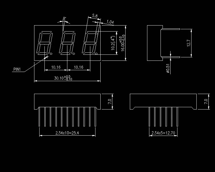 MCIGICM 10pcs 7 segment common Cathode 3 Bit digital Tube 0.4" 0.4in. Red LED Display 7 segmentos LED Digital tube