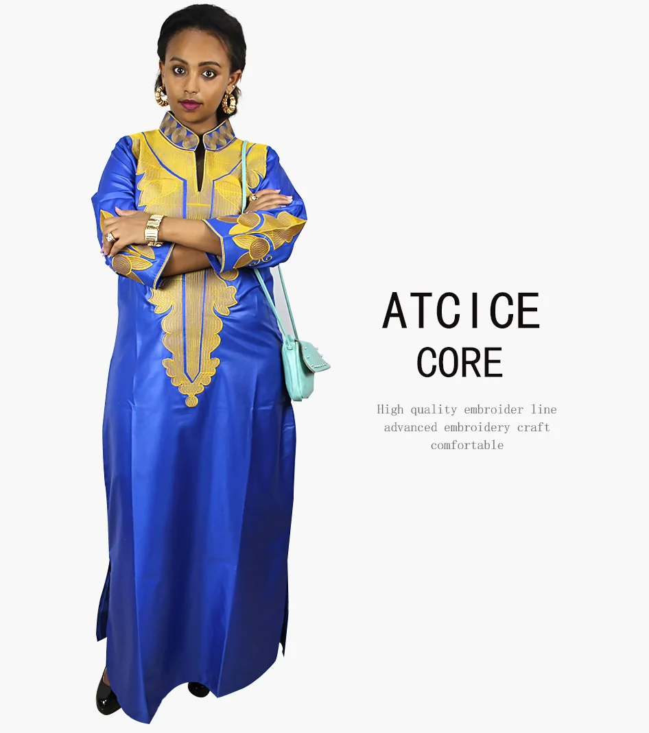 African Dresses For Women Dashiki  Dresses Bazin Riche Traditional African Clothing Long Sleeve For Ladies Without Scarf  LA018# african traditional attire