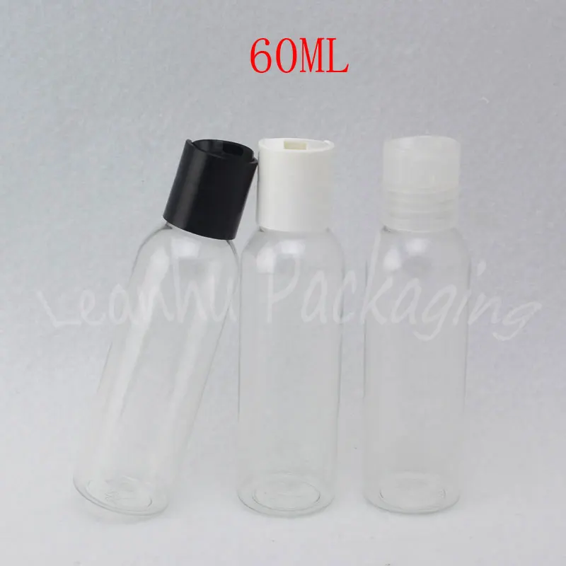 

60ML Transparent Plastic Bottle Disc Top Cap , 60CC Empty Cosmetic Container , Shampoo / Lotion Packaging Bottle ( 50 PC/Lot )