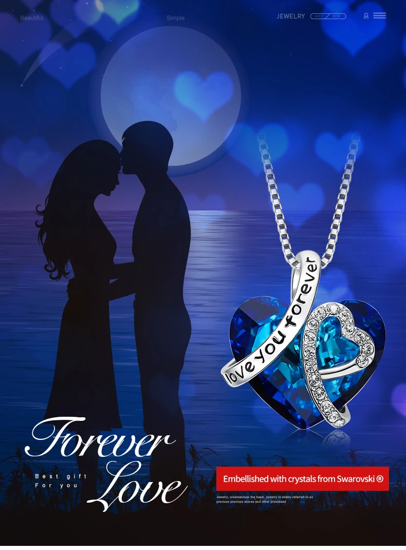 Cdyle, женское ожерелье, подвеска, украшенная кристаллами, ожерелье в виде сердца, подарок на день Святого Валентина, ожерелье с надписью Love You Forever