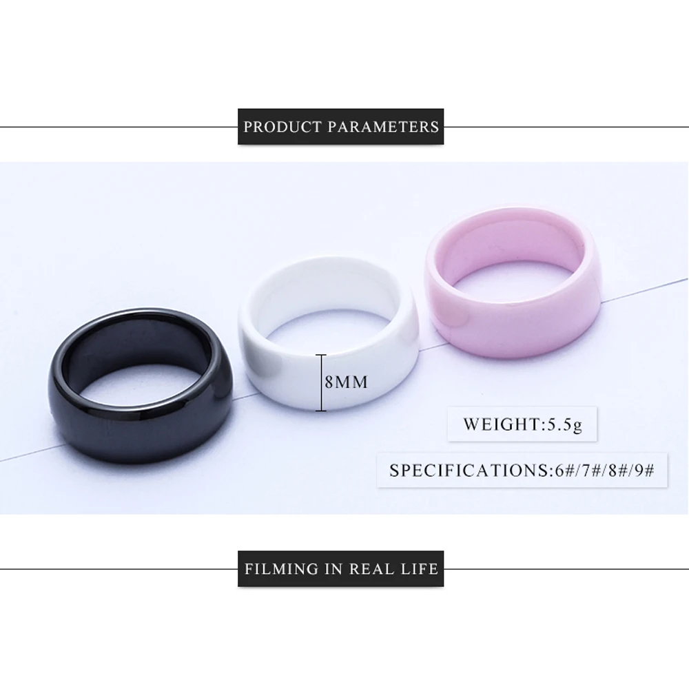 3 colour 8mm Polished Ceramic Rings for Men Women Engagement Wedding Jewelry Accessories ring jewelry wedding rings