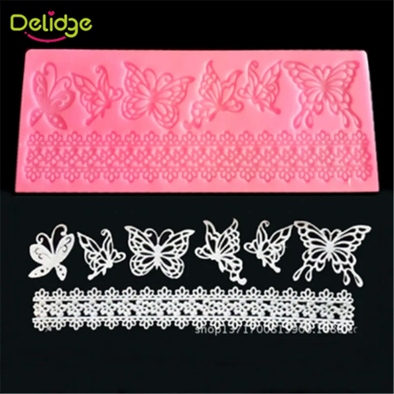 

Delidge New Butterfly Design Silicone Fondant Mould DIY Chocolate Sugar Craft Candy Cake Lace Decorating Around The Edge Mold
