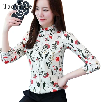 

Women Summer Fashion Plus Size 4XL Top Blouses 2019 Chiffon Print Blouse Stand Collar Blouse Shirts Women Tops Female Blusas
