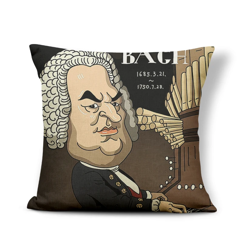 اينشتاين فان جوخ وسادة الموسيقار باخ خزانة الهدايا لطلاب الطب القطن الكتان رمي سادة القضية 45x45 سنتيمتر مريحة