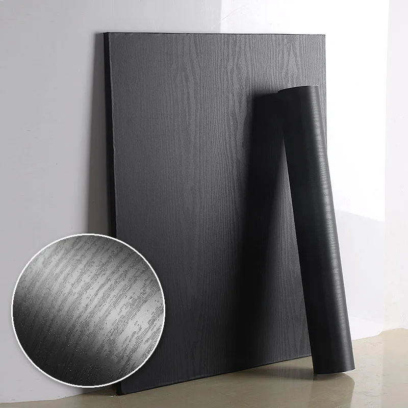 PVC Self Adhesive Waterproof Black Wood Wallpaper Roll Furniture Door  Desktop Cabinets Wardrobe Vinyl Wall Sticker Contact Paper - AliExpress