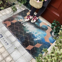 ПВХ шелковые петли пыли коврик с рисунком геометрия в клетку Лось уличный коврик коврики скребок для обуви для Ванная комната коврики синий