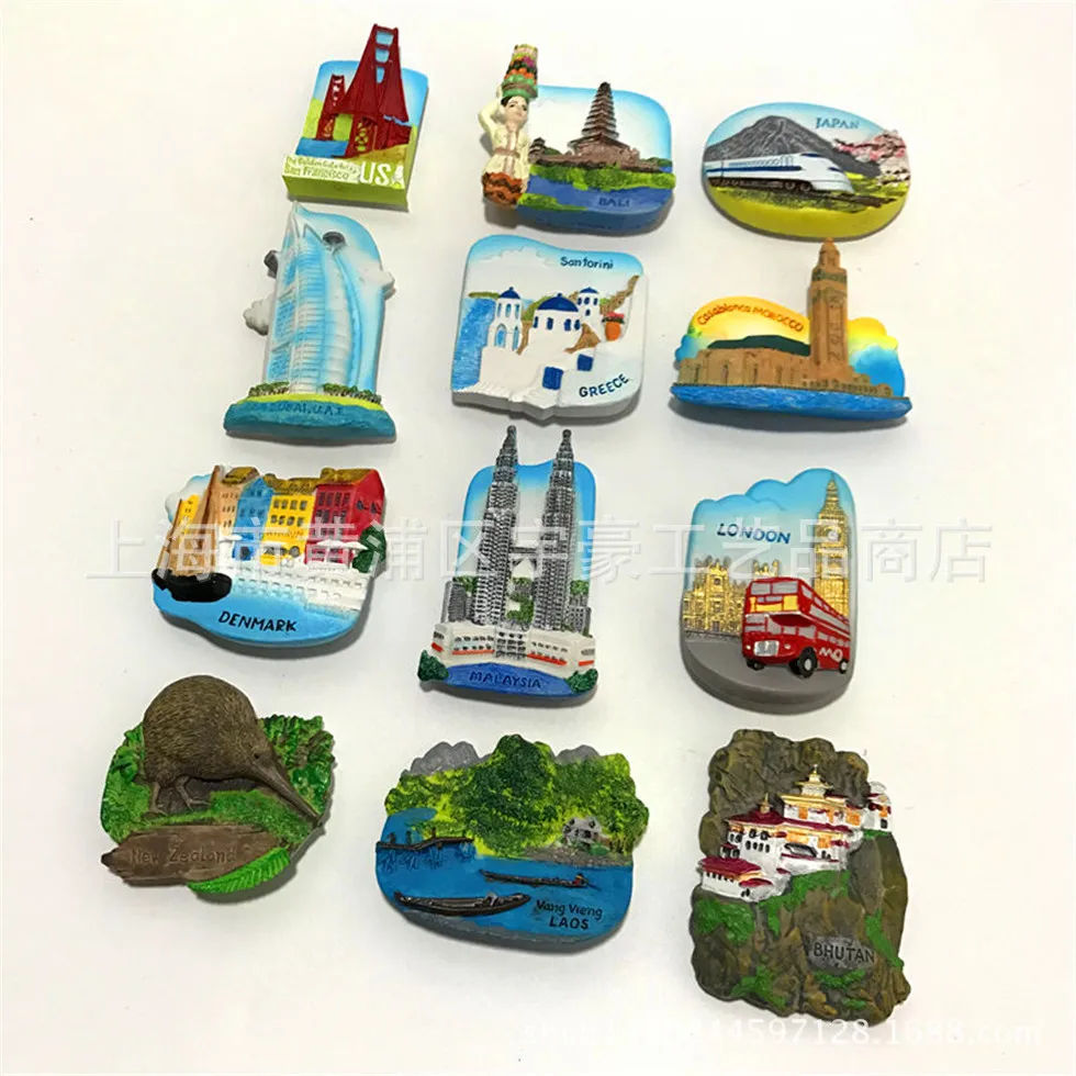 

Refrigerator Magnet 3D Fridge Magnet Sticker Travel Souvenir Kitchen Home Decoratio Egypt San Francisco London new york Japan