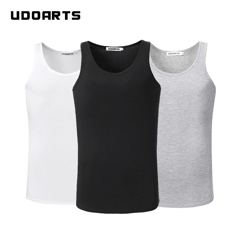 Udoarts Men's 3 Pack Modal Undershirts Crew Neck Tank Tops - Sports ...