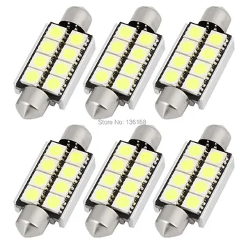 

10 PCS Lampada Super Torpedo Canbus Ultra Led 5050 Teto Muito 41mm-42mm Interior Placa Farol Luz Teto Estacionamento