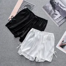 Летние женские Сатиновые шелковые шорты для сна, милые женские кружевные шорты с бантом, домашняя одежда, пижама, пижама для сна, Пижама для женщин