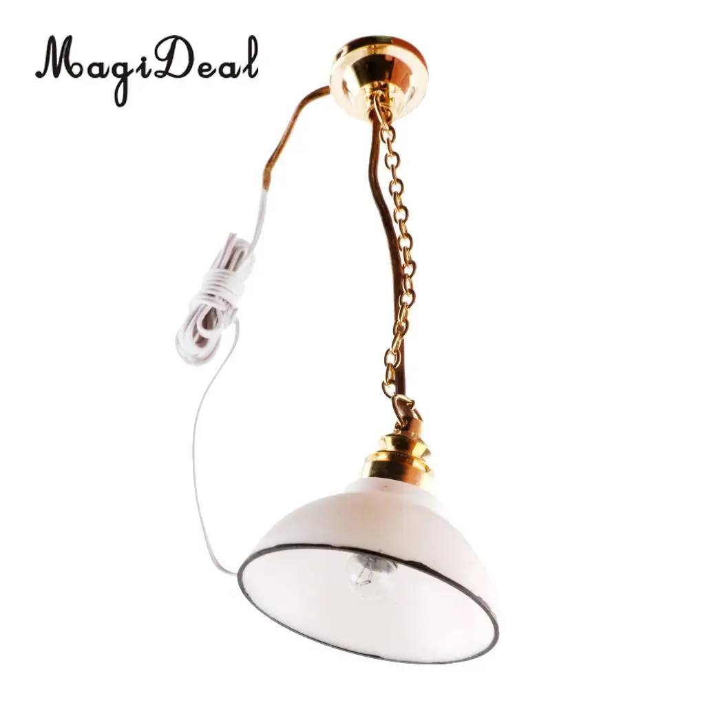 MagiDeal 1Pc 1/12 Dollhouse Miniature Furniture 12V Ceiling Lamp Light for Bedroom Livingroom Bathroom Lovely Decor Golden Acce