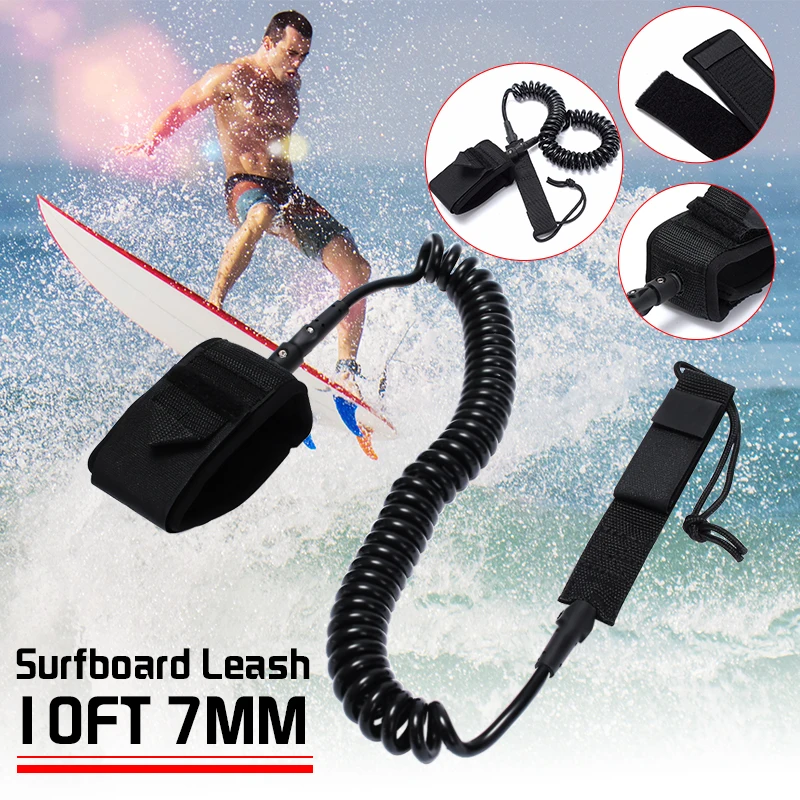 Buy 10" Foot Long Surfboard Leash Adjustable Coiled Surfing Board Strap Kit