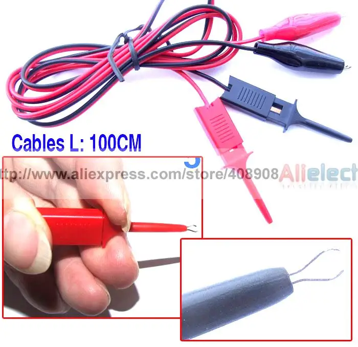 10 шт./лот крокодил Тесты Hook Cable Grabbers зонды IC 1 м