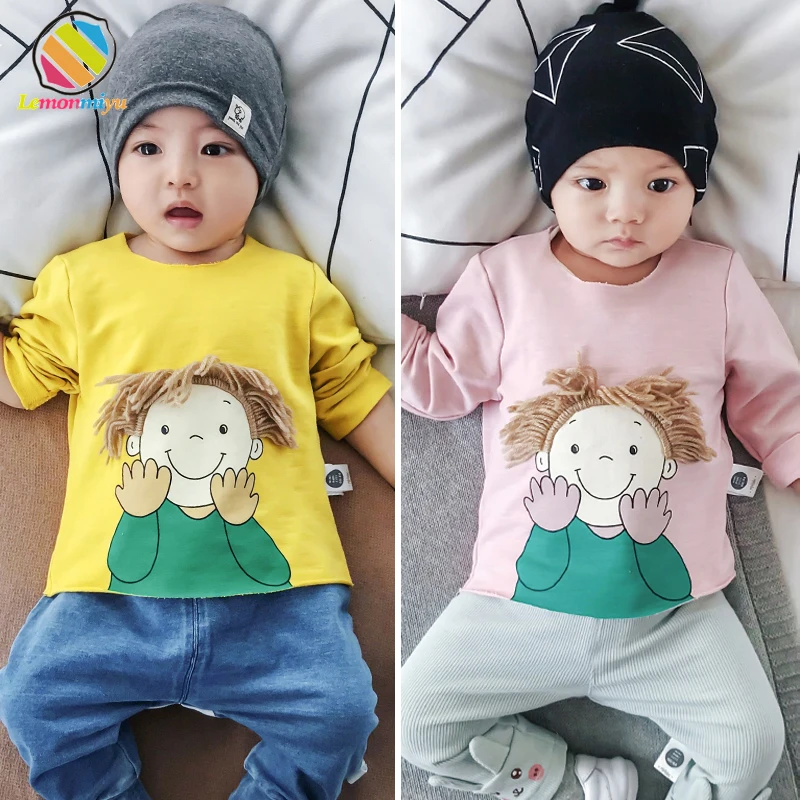 

Lemonmiyu Newborn Baby T-shirts 2019 Spring Cotton Full Sleeve Baby Girl Tops Cartoon Casual Children's Tees Unisex O-neck Shirt