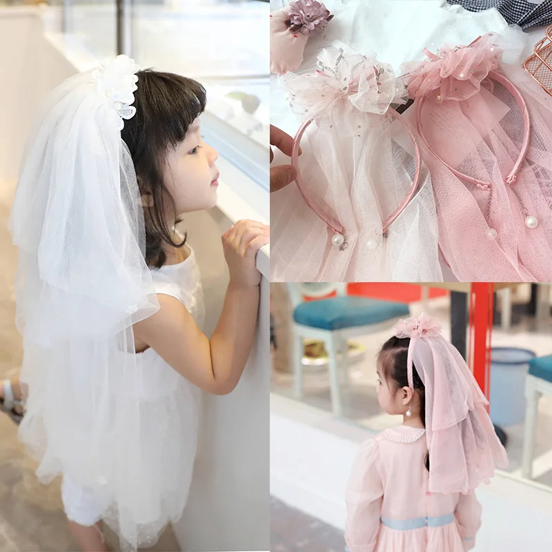

Korea lovely Crown Star Flowers Hair Accessories For Girls High Quality Yarn Weaving Hair Band Princess Headband Hair Bow