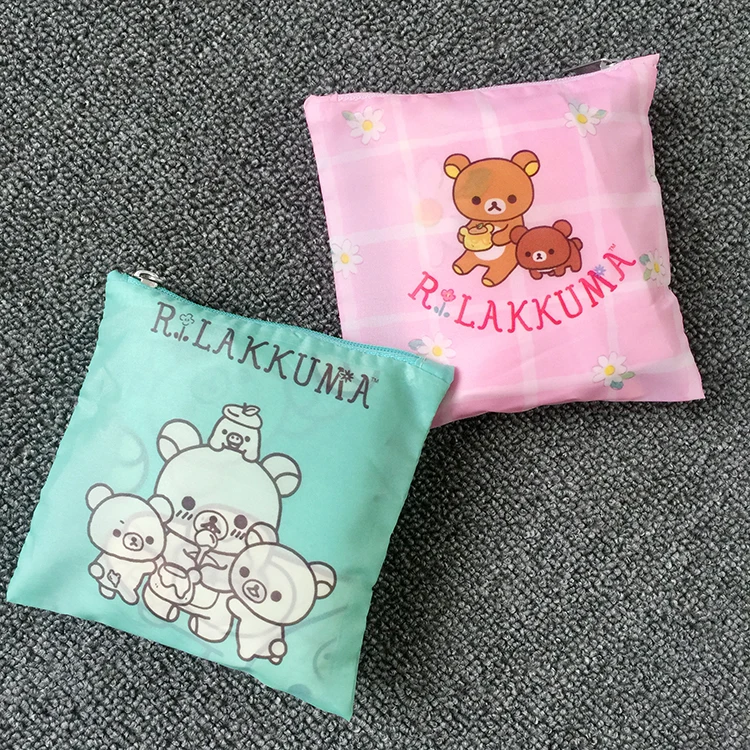 Милый мультфильм Rilakkuma Медведь Уши большие складные многоразовые хозяйственные сумки складной эко шоппер сумка большая продуктовая сумка