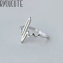 Ретро Винтаж 925 стерлингового серебра сердцебиение кольца для Женское Обручальное украшение регулируемые перстни