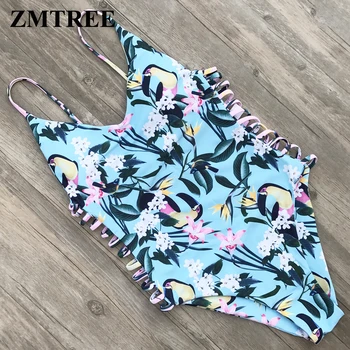 

ZMTREE Bathing Suit One Piece Simwear Women Swimwear Cut Out Summer Beach Wear Backless Bodysuit Maillot De Bain Femme 2018 XL