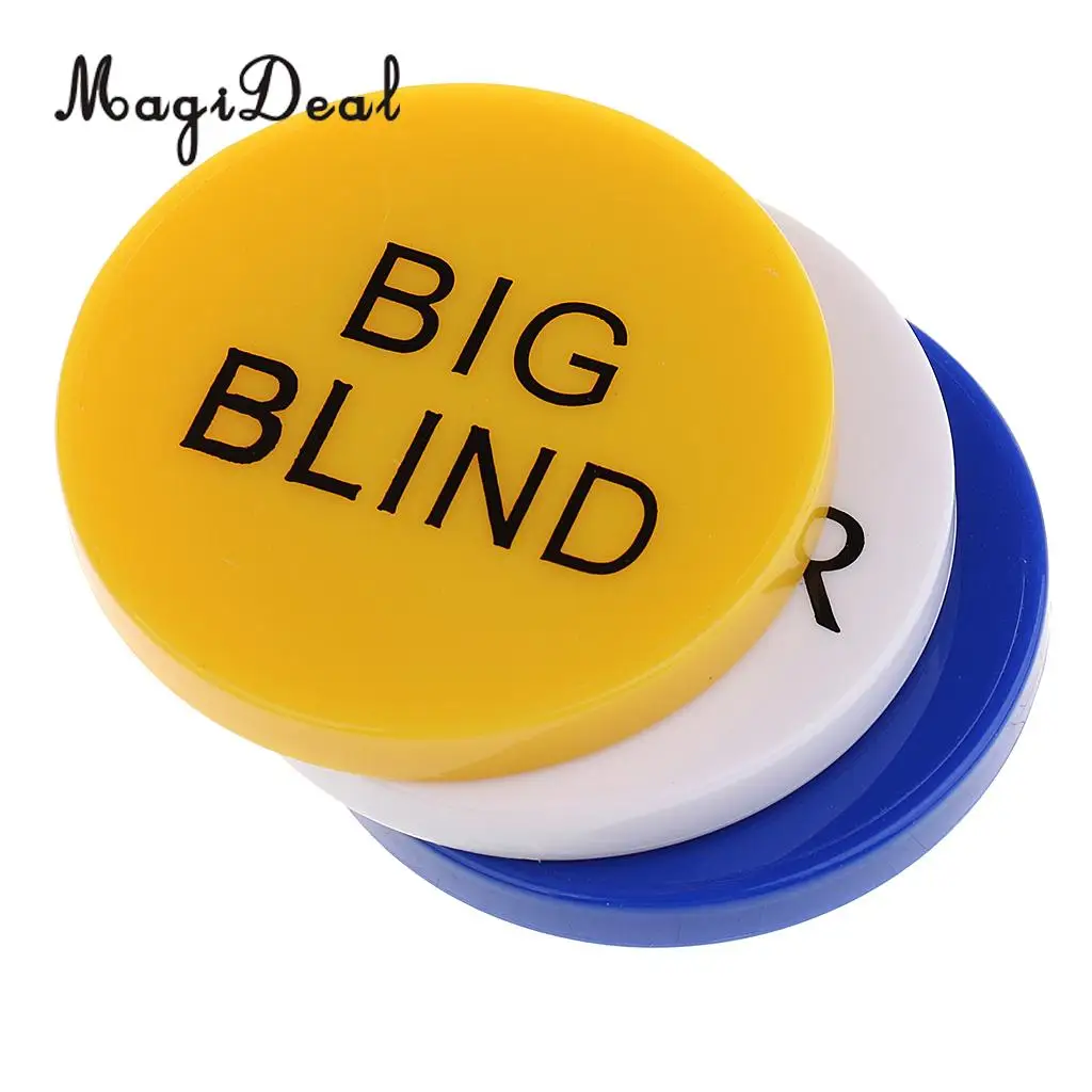 MagiDeal High Quality Set of Small Blind Big Blind Dealer Button for Funny Party Club Pub Poker Card Casino Game Parts 5cm Mutil