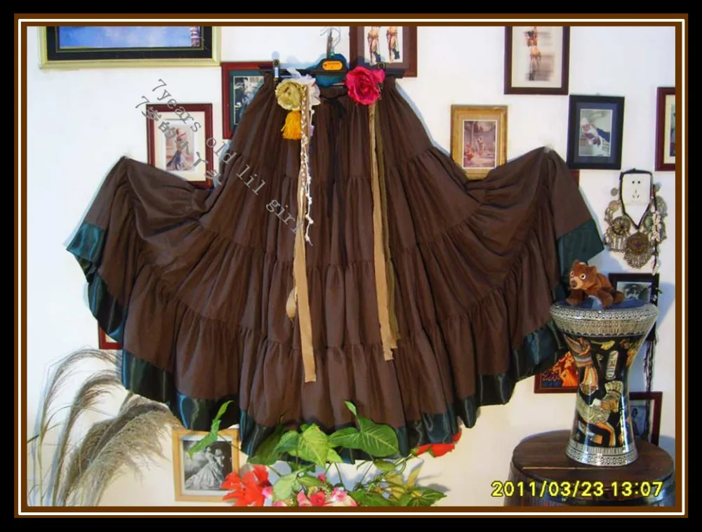

cotton 4tiered 20yards Ats Gypsy tribal belly dance skirt with border EI04