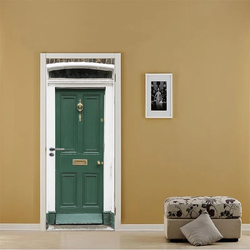 2pcs/set 3D Creative Door Sticker Wallpaper Green Iron Gate Wall Stickers DIY Mural Poster PVC Waterproof Bedroom Home Decor 2pcs/set 3D Creative Door Sticker Wallpaper Green Iron Gate Wall Stickers DIY Mural Poster PVC Waterproof Bedroom Home Decor