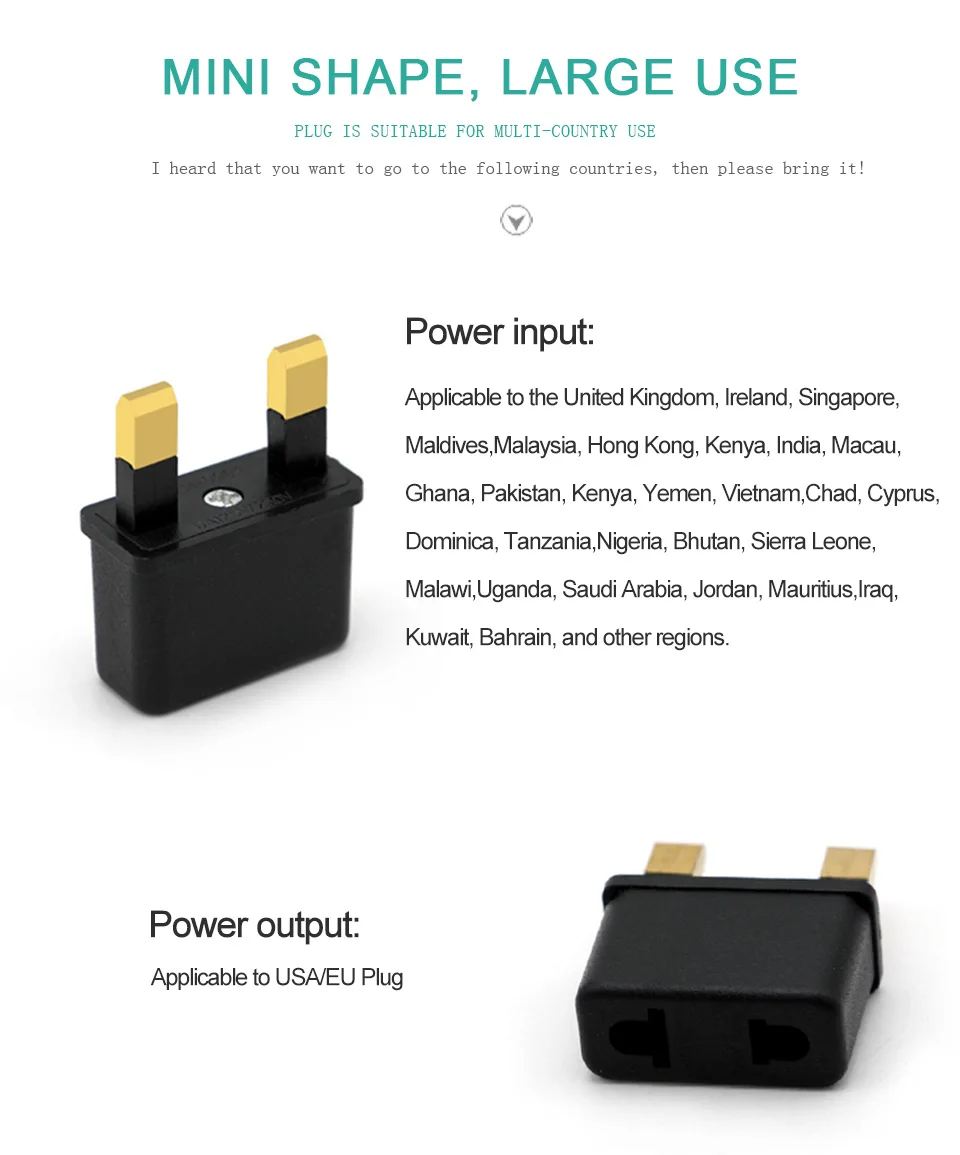 Universal EU US to UK AC Power Socket Plug Travel Wall Charger Outlet Adapter Converter 2 Socket Input Pin For Phone Charging (2)