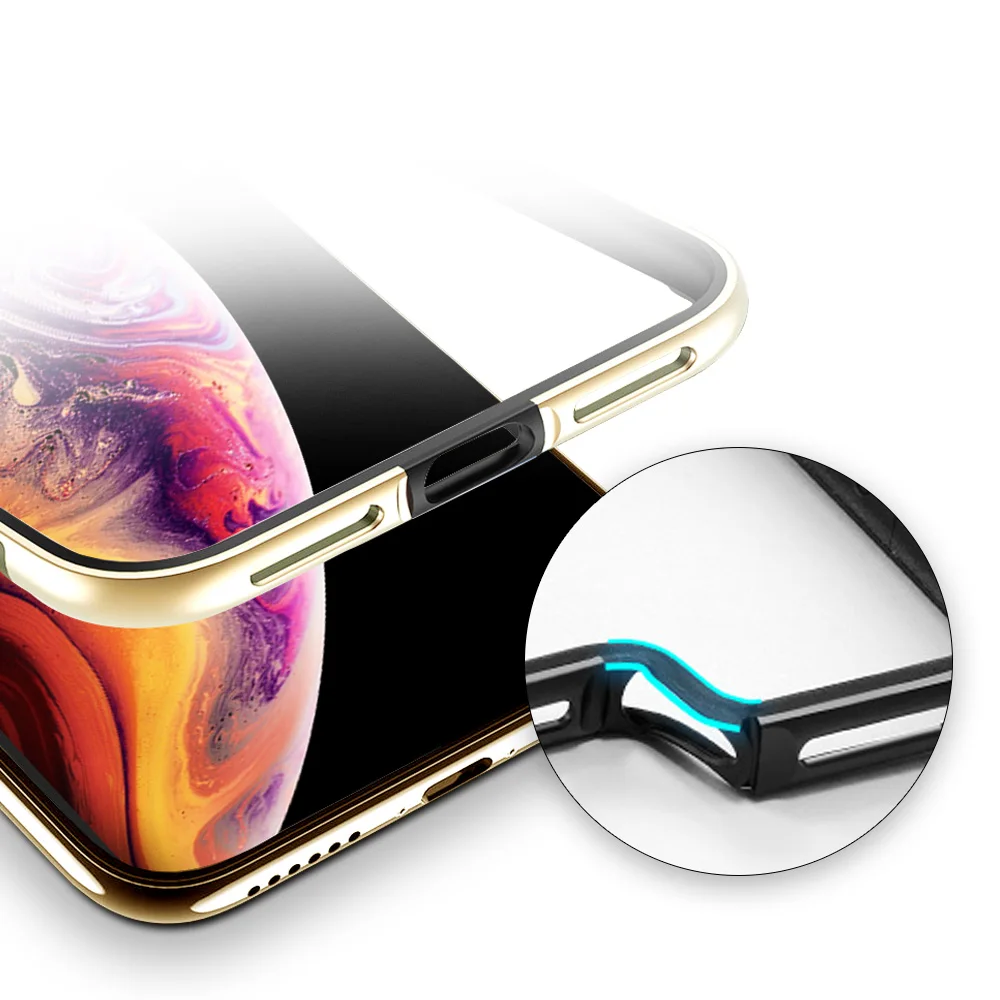 Gold Aluminum and Silicone Bumper Case with Accessories