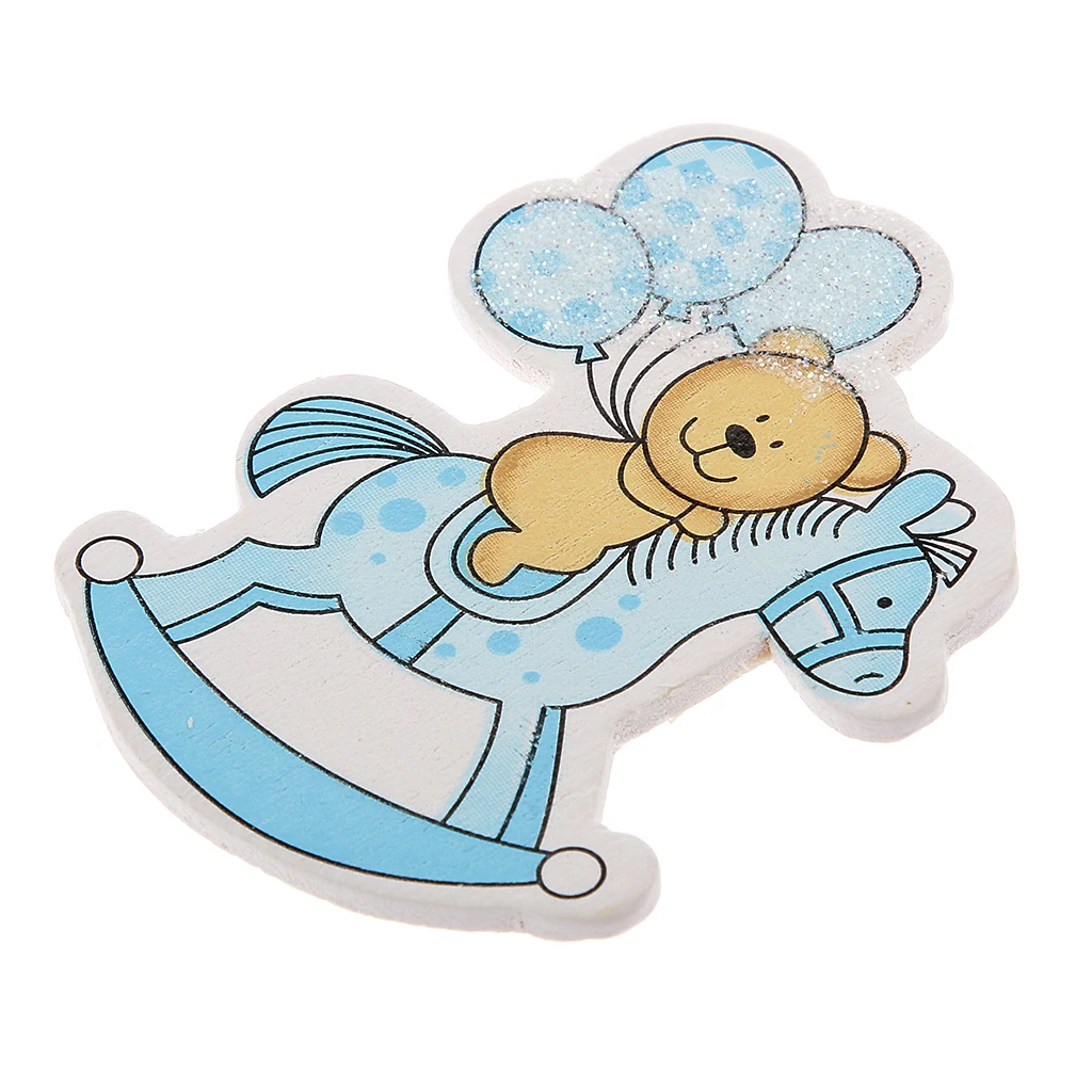 20pcs Baby Style Wooden Embellishment for Card Making Baby Shower Decor Blue