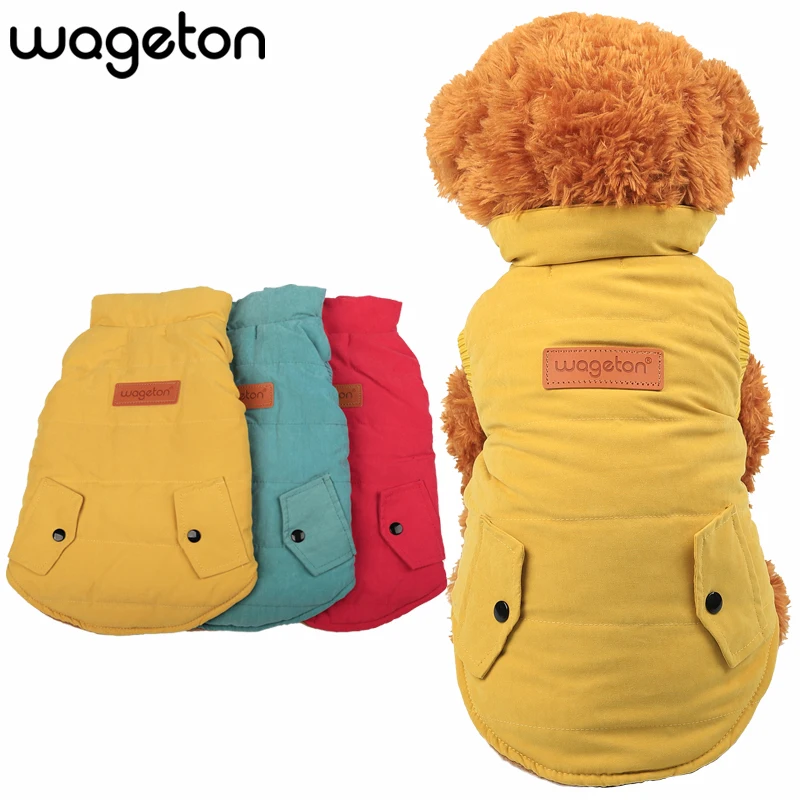 Wageton/куртка для собак; однотонная теплая одежда для домашних животных; пальто для щенков; верхняя одежда; одежда для домашних животных; товары для маленьких и средних собак; Сезон Зима; Цвет Синий