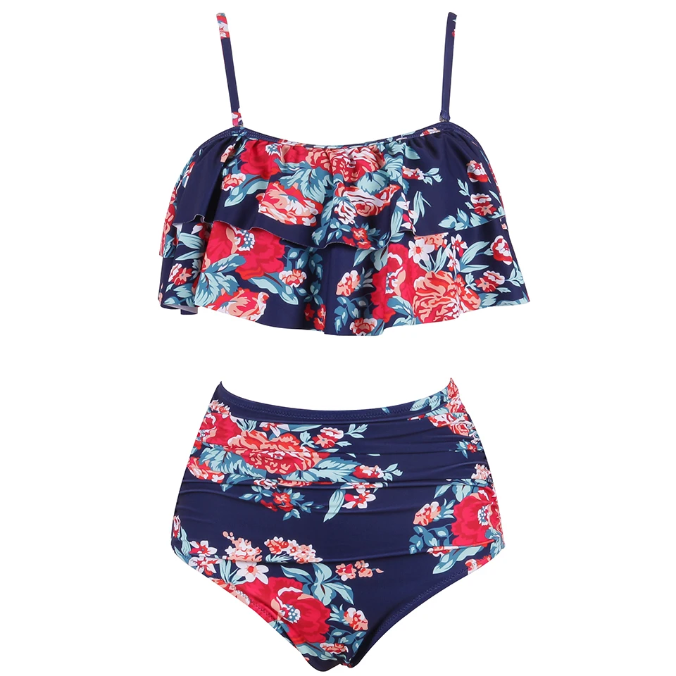 NAKIAEOI 2018 Newest Bikinis Women Swimsuit High Waist Bathing Suit Plus Size Swimwear Push Up Bikini Set Vintage Beach Wear