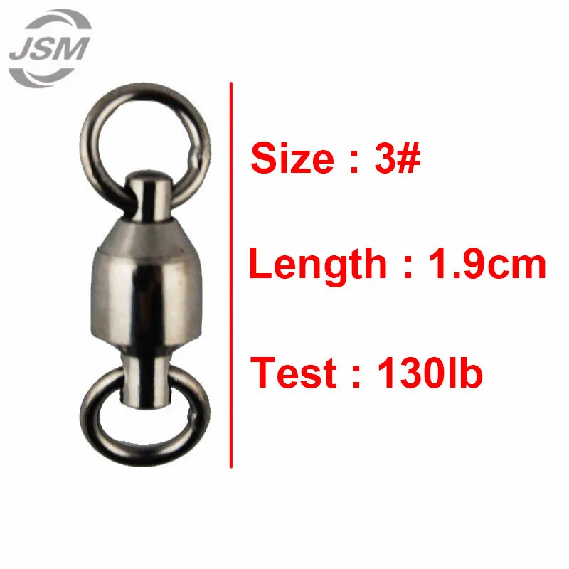 JSM 10 шт. шарикоподшипник рыболовный поворотный с твердым кольцом латунь с черным никелем Морская Рыбалка Вертлюги Разъем размер 1 2 3 4 5 6 7 8 - Цвет: 3