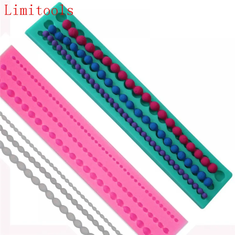 

1 pc 3 Bead Chain Cake Mold Silicone Pearl Chain Shape Fondant Mold Cake Decoration Sugar Craft Cake Fondant Moulds