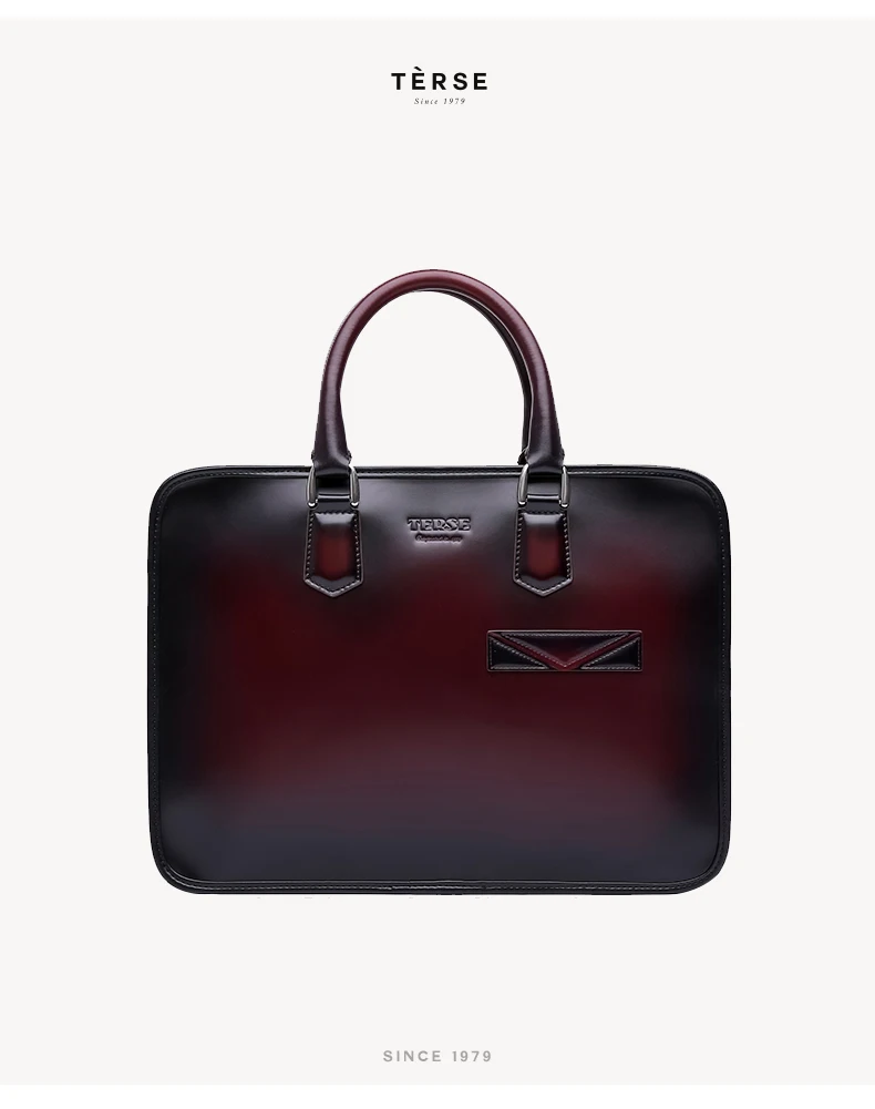 TERSE мужской портфель из натуральной кожи, новинка, Простой Модный деловой портфель, ручная работа, сумка через плечо, мужская сумка, 9625