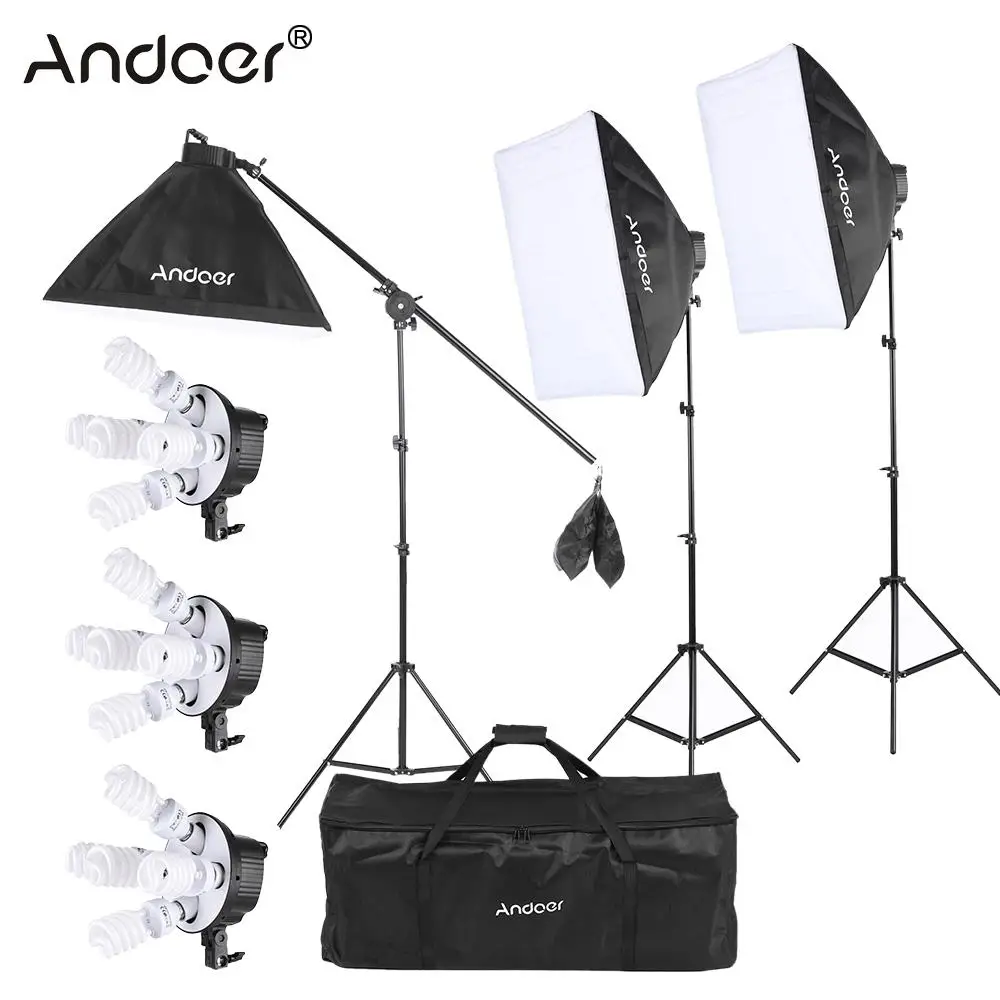 Andoer Studio Photo Video Softbox Lighting Kit Photo Equipment 15 * 45W