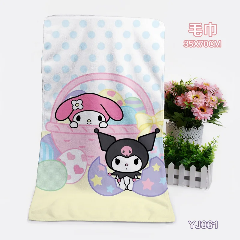 IVYYE 1PCS Black Kuromi Fashion Customized Anime Bath Towels Handkerchief Soft Face Towel Cartoon Washcloth Unisex NEW - Цвет: see chart