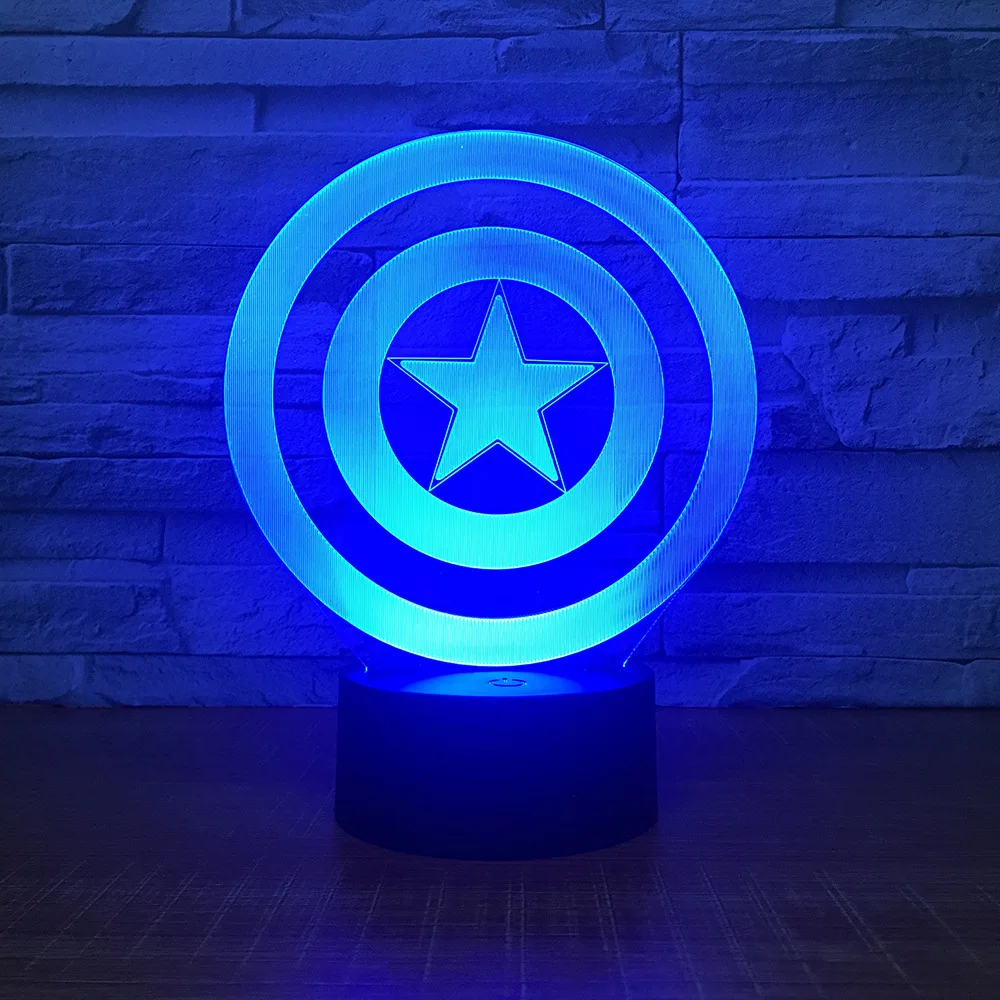  Captain America Shield Theme 3D LED Lamp Night light 7 Colors Change Touch Mood Lamp Christmas Pres - 32965604386