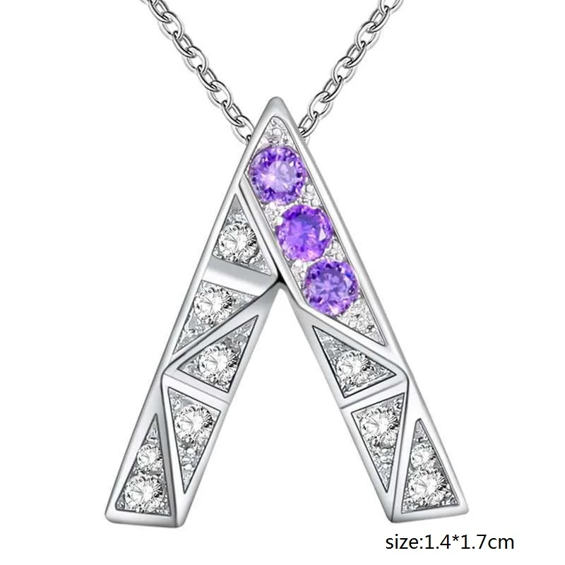 

925-sterling-silver Hollow out Shape Pendant Necklace 2017 Round Water Drop Purple Crystal Pendant Necklace Jewelry For Women