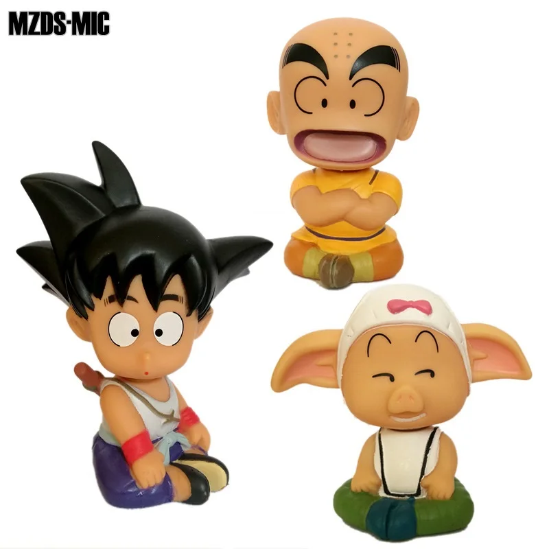 

New Arrival Dragon Ball Z Son Goku Krillin Oolong 10cm Bobble Head Dolls Anime PVC Figure Model Toys Car Decoration