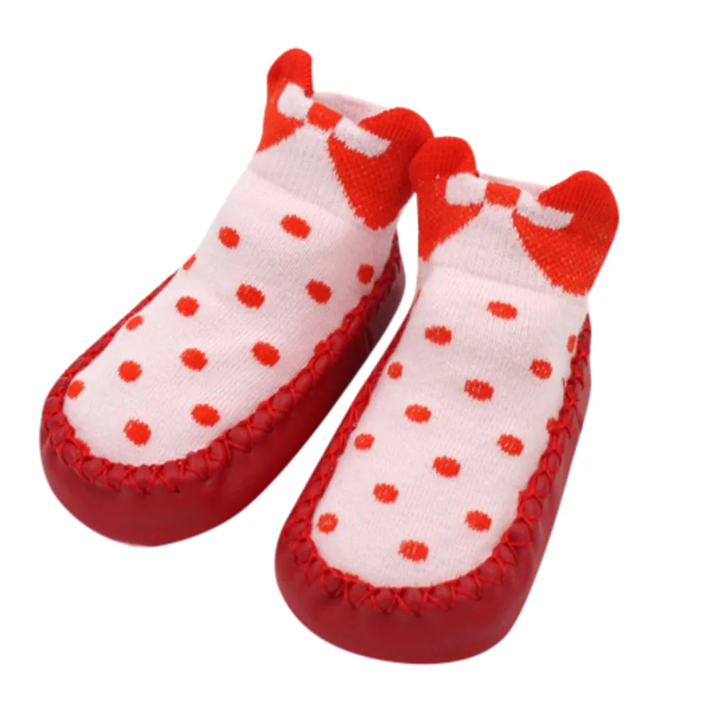 Toddler Baby Girl Boy Shoes First Walker Bow Dot Newborn Baby Girls Boys Anti-Slip Socks Slipper Shoes Boots